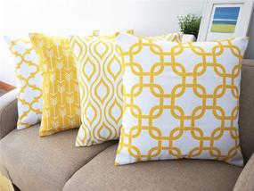 img 4 attached to 🍋 Howarmer Lemon Yellow Canvas Cotton Throw Pillows Cover Set of 4 - Accent Pattern, 18 X 18-inch for Couch