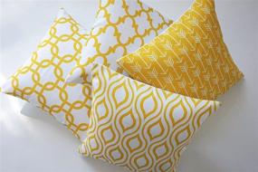 img 3 attached to 🍋 Howarmer Lemon Yellow Canvas Cotton Throw Pillows Cover Set of 4 - Accent Pattern, 18 X 18-inch for Couch