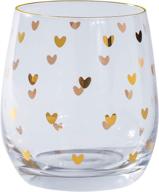 🍷 dazzle with daveinmic stemless crystal wine glass: perfect bridal shower and wedding gift for fiancee, filled with love and gold hearts, ideal for engagement parties and birthday celebrations (15 oz) логотип