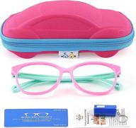 👓 protective blue light glasses for kids - cute car case, uv400 protection, anti blue ray glasses for age 3-12 - ideal for computer games logo