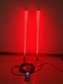 img 1 attached to Пара светодиодных спиральных свечей яркими многоцветными RGB-лампами длиной 3 фута (IP67, водонепроницаемые), с беспроводным управлением через мобильное приложение Bluetooth для ATV, UTV и грузовиков Jeep Polaris RZR Off-Road.