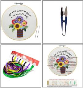 img 3 attached to Embroidery Including Scissors Beginners Handmade Needlepoint Needlework for Embroidery