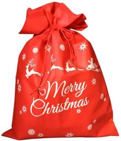 img 1 attached to 🎅 YOAVIP 8 Pack Red Large Christmas Drawstring Santa Sack Gift Bag - Festive 11.8’’*15.7’’ (Red - Set of 8)"