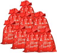 🎅 yoavip 8 pack red large christmas drawstring santa sack gift bag - festive 11.8’’*15.7’’ (red - set of 8)" logo