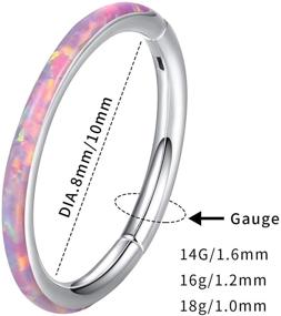 img 3 attached to 🔸 WBRWP 316L Stainless-Steel Piercing Ring Hinged Nose Hoop with Zircon/Opal - 14G 16G 18G 20g Body Piercing Ring, Segment Clicker Lip Rings, Cartilage Rook Earrings - 8mm 10mm Diameter