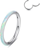 🔸 wbrwp 316l stainless-steel piercing ring hinged nose hoop with zircon/opal - 14g 16g 18g 20g body piercing ring, segment clicker lip rings, cartilage rook earrings - 8mm 10mm diameter logo