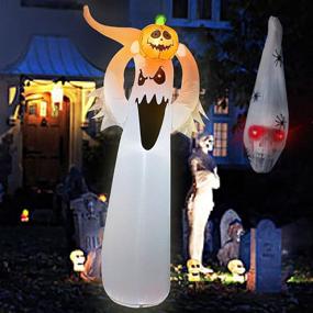 img 1 attached to 👻 Halloween Inflatable Ghost with Scary Pumpkin Decor - Outdoor Yard Decoration, 5.9FT Blow Up Ghost for Party, Home, Haunted House - Scary Halloween Outdoor Decoration