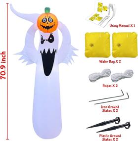 img 3 attached to 👻 Halloween Inflatable Ghost with Scary Pumpkin Decor - Outdoor Yard Decoration, 5.9FT Blow Up Ghost for Party, Home, Haunted House - Scary Halloween Outdoor Decoration