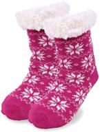 sherpa winter fleece slipper purple girls' clothing: cozy socks & tights essential logo