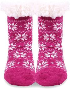 img 1 attached to Sherpa Winter Fleece Slipper Purple Girls' Clothing: Cozy Socks & Tights Essential