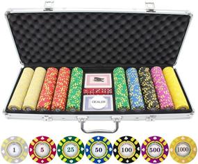 img 1 attached to 💰 V2 Stripe Suited Clay Poker Chips Set - 500 Piece