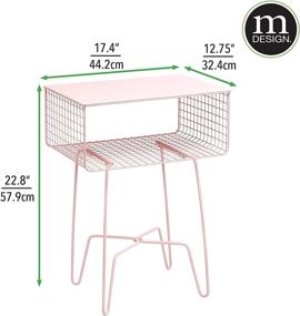 img 3 attached to 🌸 mDesign Steel Side Table Nightstand with Storage Shelf Basket - Bedroom, Living Room, Home Office Furniture - Rustic Bedside End Table, Industrial Modern Accent - Concerto Collection - Light Pink/Blush