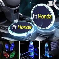 🚗 2 pack led car cup holder lights for honda - 7 colors changing usb charging mat luminescent cup pad - led interior atmosphere lamp (compatible with honda) logo