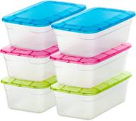 📦 decorrack 6 clear plastic storage containers: stackable shoe boxes, ideal for closet organization, toy or pet food storage - assorted colors (6 pack) логотип