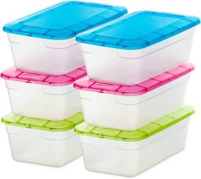 img 4 attached to 📦 DecorRack 6 Clear Plastic Storage Containers: Stackable Shoe Boxes, Ideal for Closet Organization, Toy or Pet Food Storage - Assorted Colors (6 Pack)