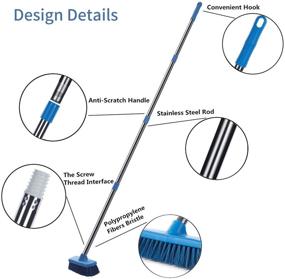 img 2 attached to MEIBEI Floor Scrub Brush with Adjustable Long Handle-54 inch: Stiff Bristle Grout Brush 🧽 for Cleaning Bathroom, Patio, Kitchen, Wall, and Deck - Ultimate Cleaning Tool for Multiple Surfaces