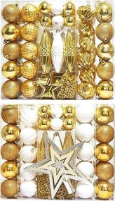 img 4 attached to 🎄 Amidian Christmas Ornaments 100PCS Christmas Balls Ornaments Set - Ideal for Festivals, Parties, Indoor and Outdoor Activities (Gold+White, 100)