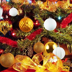 img 1 attached to 🎄 Amidian Christmas Ornaments 100PCS Christmas Balls Ornaments Set - Ideal for Festivals, Parties, Indoor and Outdoor Activities (Gold+White, 100)