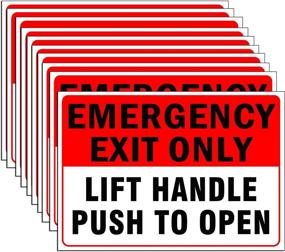 img 1 attached to Emergency Exit Only Security Alarm Will Sound 10 Pack Decal Sticker 10 X 7 Inch Self Adhesive 5 Mil Vinyl Laminated For Ultimate Protection Durability Self Adhesive Decal UV Protected Weather (C)