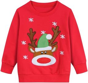 img 4 attached to Toddler Christmas Sweatshirt Reindeer Pullover