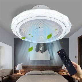 img 4 attached to ✨ LCiWZ 20-Inch Modern Ceiling Fan with Lights, Low Profile Enclosed Ceiling Fans, Remote Control LED Dimming, Flush Mount, 3-Color 3-Speed, 1/2 Hour Timer, Ideal for Bedroom or Children's Room