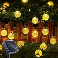 🌞 toodour outdoor solar string lights - 50 led 29.5ft patio lights with 8 modes, waterproof crystal ball string lights for lawn, gazebo, party, wedding, garden decorations - warm white logo