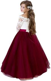 img 3 attached to Kids Lace Pageant Party Christmas Ball 👗 Gown Dress with Long Sleeves - Flower Girl Dress