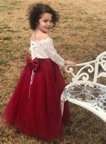 img 1 attached to Kids Lace Pageant Party Christmas Ball 👗 Gown Dress with Long Sleeves - Flower Girl Dress