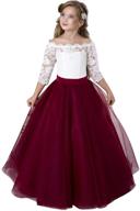kids lace pageant party christmas ball 👗 gown dress with long sleeves - flower girl dress logo