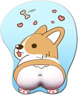 🐾 enhance office ergonomics with 3d corgi mouse pad - non-slip silicone mat with wrist rest for anime dog lovers logo