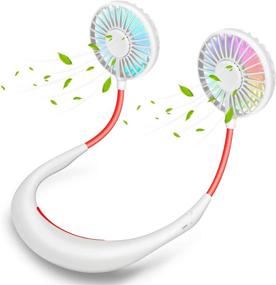 img 1 attached to 🌀 Ultimate Hands-Free Cooling: USB Rechargeable Neck Fan with Color Changing LED, 4 Speeds & 360 Degree Rotation - Perfect for Travel, Outdoor Activities, Office, and Home (WHITE)