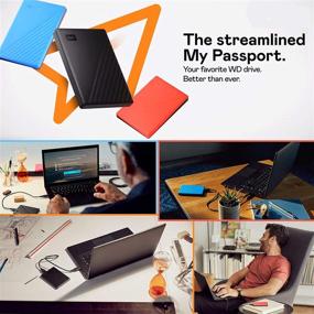 img 1 attached to 💙 WD 2TB My Passport USB 3.2 Gen 1 Тонкий портативный внешний жесткий диск (2019) в небесно-голубом цвете + компактный чехол для жесткого диска (синий)