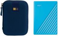 💙 wd 2tb my passport usb 3.2 gen 1 тонкий портативный внешний жесткий диск (2019) в небесно-голубом цвете + компактный чехол для жесткого диска (синий) логотип