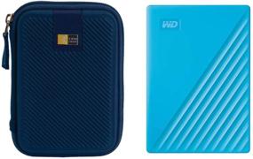 img 3 attached to 💙 WD 2TB My Passport USB 3.2 Gen 1 Тонкий портативный внешний жесткий диск (2019) в небесно-голубом цвете + компактный чехол для жесткого диска (синий)