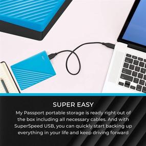 img 2 attached to 💙 WD 2TB My Passport USB 3.2 Gen 1 Тонкий портативный внешний жесткий диск (2019) в небесно-голубом цвете + компактный чехол для жесткого диска (синий)