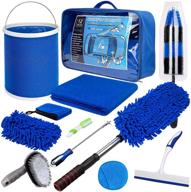 🚗 complete car wash kit: cleaning tools with bucket, 12pc best car washing kits, collapsible bucket, extendable duster, wash mitt, towel, tire brush, window scraper, wax applicator - ultimate detailing supplies logo