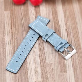 img 2 attached to 🏻 ECSEM Garmin Vivomove HR Replacement Leather Watch Straps - Colorful Sports Bracelet for Garmin Vivoactive 3/Forerunner 645/Vivomove 3/Venu (Blue)