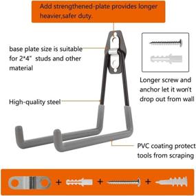 img 2 attached to 🔧 Steel-Reinforced Garage Wall Hooks: Double Heavy Duty Storage Hangers for Ladder, Bike, Hoses & Garden Tools (4 Set)