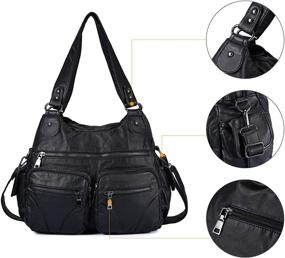img 1 attached to Женская кожаная сумка на плечо BAIGIO: стильные сумки с молниями, кошельками и дизайном "Хобо