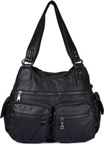 img 4 attached to Женская кожаная сумка на плечо BAIGIO: стильные сумки с молниями, кошельками и дизайном "Хобо