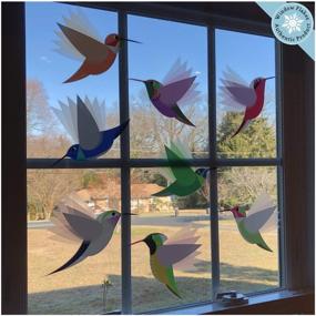 img 3 attached to 8 Large Hummingbird Window Clings | Glass Window and Door Decals - Prevent Bird Strikes | Anti-Collision Stickers | Decorative Sliding Glass Door Bird Decals