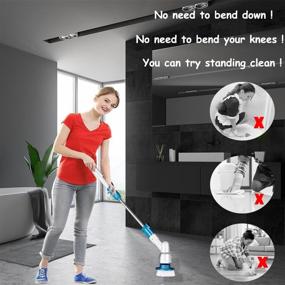 img 1 attached to Haffyce Electric Spin Scrubber - Long Handle Cordless Power Cleaning Brush for Tile Floor, Bathtub, Bathroom, Home, and Kitchen - Rechargeable Shower Scrubber (White)