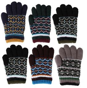 img 2 attached to Stay Warm in Style: Gilbin Toddler Kids 🧤 Fuzzy Interior Gloves 6 Pack for Boys' Cold Weather Accessories