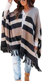 img 4 attached to 🧥 Cozy and Versatile: Blanket Poncho Fleece Kimono Sweaters – Must-Have Women's Accessories