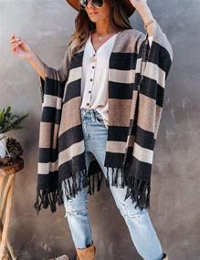 img 1 attached to 🧥 Cozy and Versatile: Blanket Poncho Fleece Kimono Sweaters – Must-Have Women's Accessories