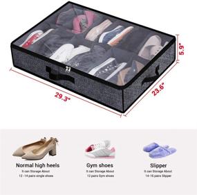 img 2 attached to 👠 Maximize Closet Space with Under Bed Shoe Storage: 12 Pair Organizer Solution in Black – Ideal for Sneakers, High Heels & Flip Flops!