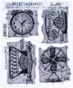 img 2 attached to 🗞️ Stampers Anonymous Tim Holtz Cling Rubber Stamp Set - Vintage Things Blueprint, 7x8.5-Inch
