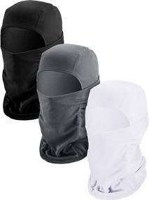 img 4 attached to 🌞 Summer Balaclava Sun Protection Face Mask with Breathable Long Neck Cover for Men - 3 Pack