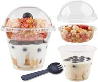 🍨 convenient 50pack 9oz clear plastic parfait cups with dome lids - ideal for yogurt, fruit, and cereal parfait logo