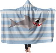 🦈 60x80inches fullentiart hooded shark blanket for kids - cozy throw blanket with stripe design, cute shark cartoon - suitable for sofas, beds, and travel - chic animal hooded blanket logo